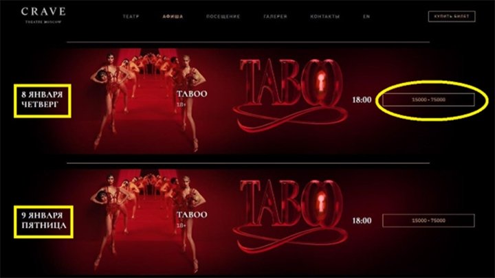 Фото: Шабаш под названием Taboo продолжается в Москве. Скриншот: интернет-сайт crave.ru